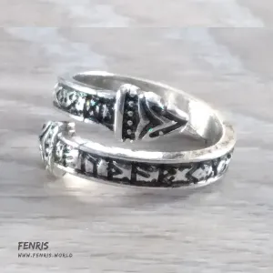 Snake Ring Silver Runes Viking Celtic Norse