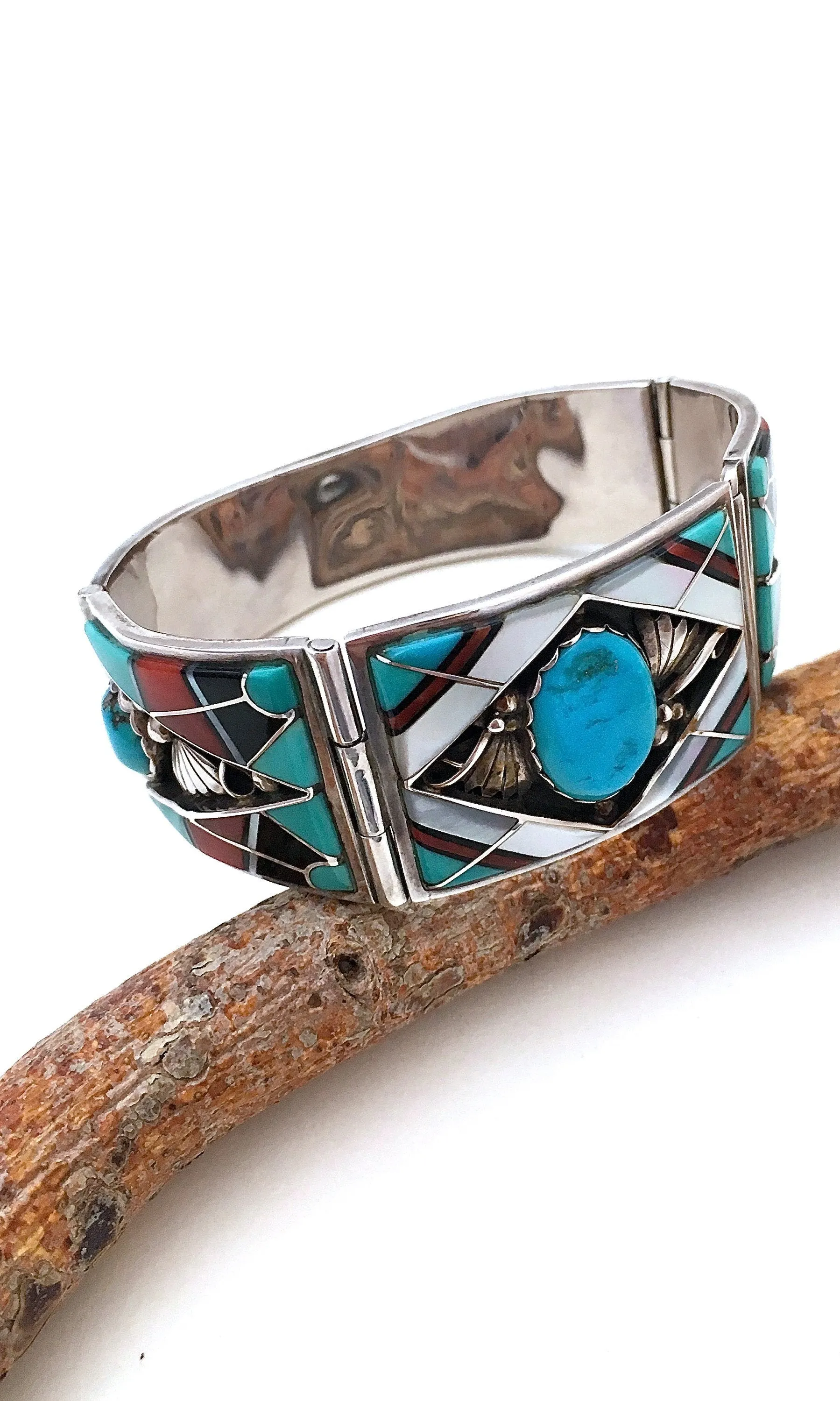 SOUTHWEST CHARMER Silver Multi Stone Shadowbox Bracelet