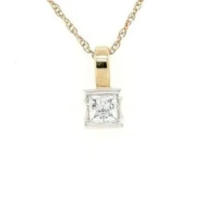 Square two tone cz pendant 9ct