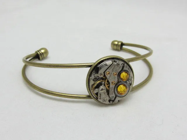 Steampunk Bracelet - In the Works - Steampunk watch parts cuff - bracelet