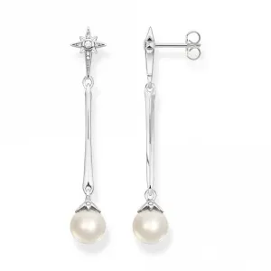 Sterling Silver Freshwater Pearl Zirconia Star Earrings H2119-167-14