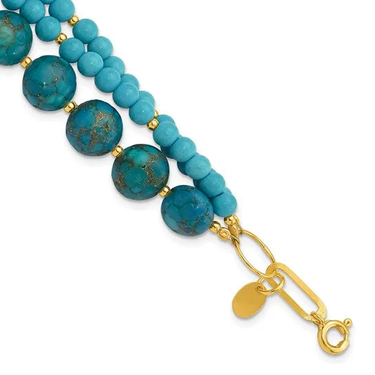 Sterling Silver Gold-plated Recon Zircon and Turquoise Bracelet