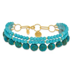 Sterling Silver Gold-plated Recon Zircon and Turquoise Bracelet