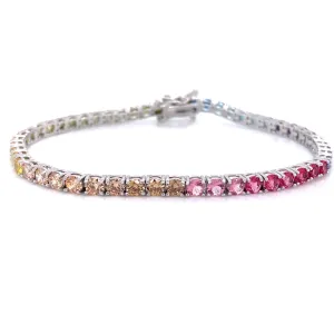 Sterling Silver Rainbow Tennis Bracelet