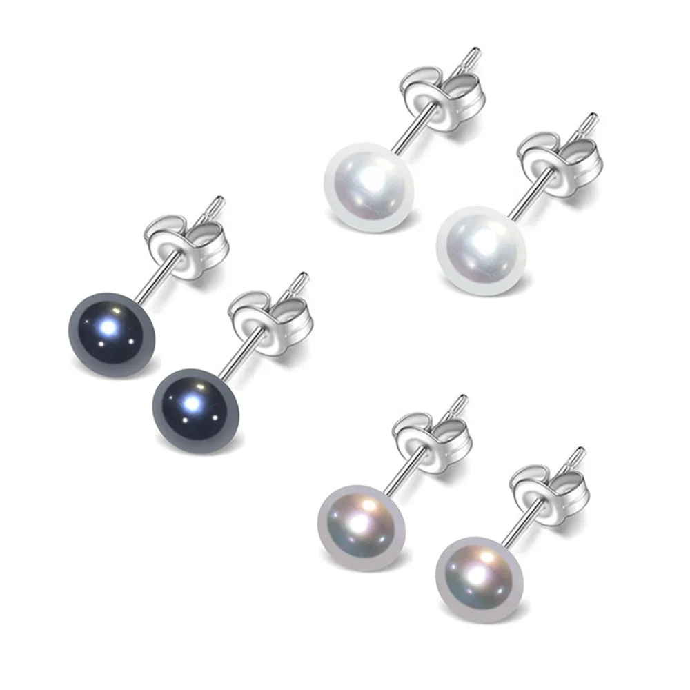 Stunning 6mm Freshwater Pearl Stud Earrings With 925 Silver Details