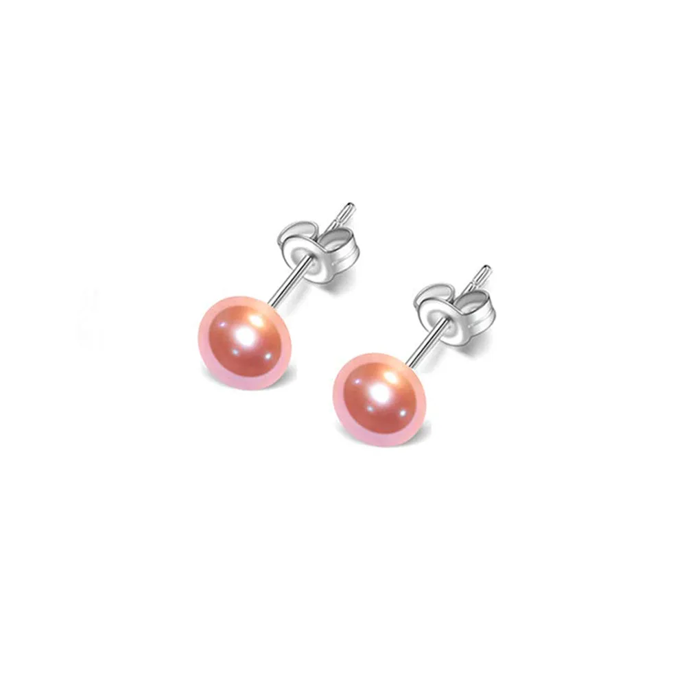 Stunning 6mm Freshwater Pearl Stud Earrings With 925 Silver Details