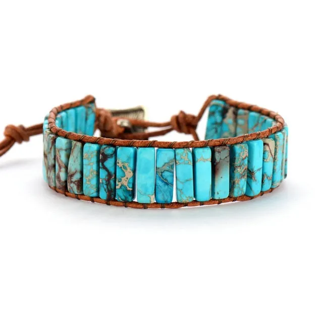 Stunning Aqua Jasper Tubestone Cuff Bracelet