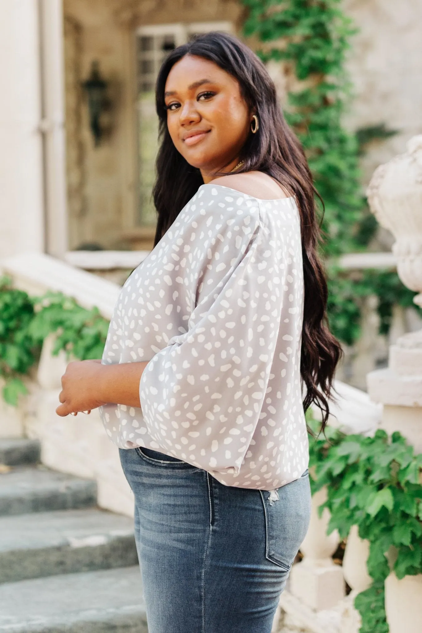 Summer Off My Shoulder, Off My Mind Blouse in Silver