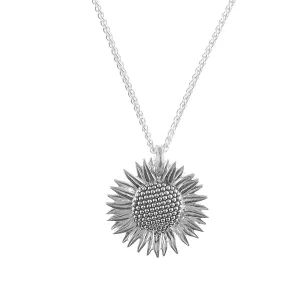 Sunflower Large Silver Necklace