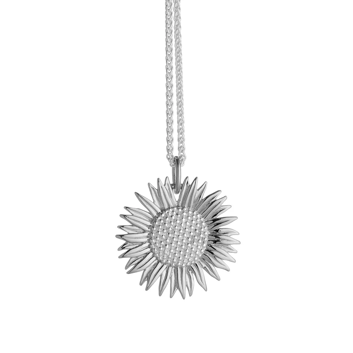 Sunflower Large Silver Necklace