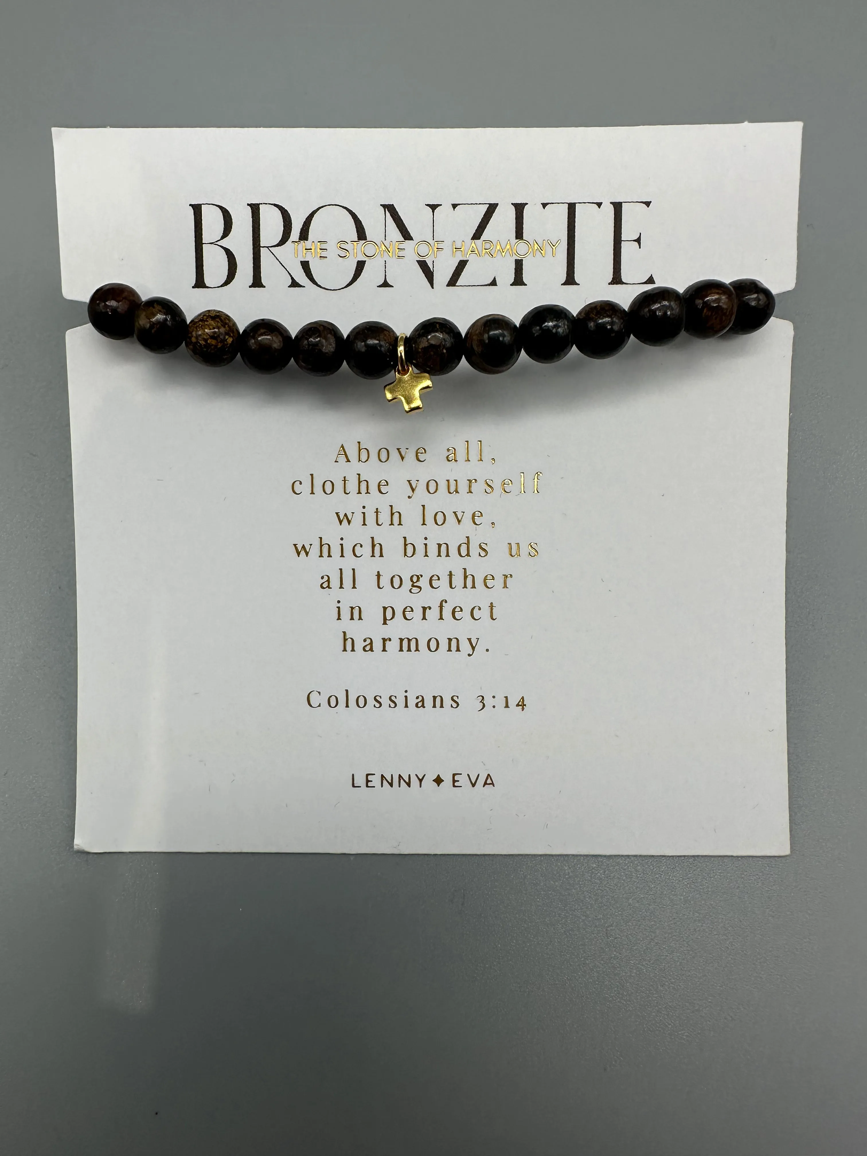 Symbolic Stones Scripture Bracelet-Cross, Bronzite