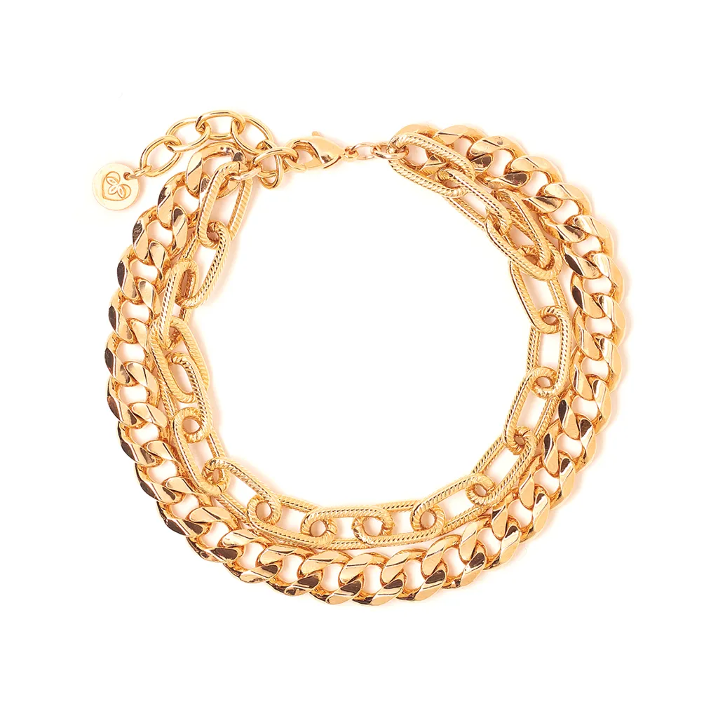 Tess   Tricia Quinn Gold Double Link Bracelet