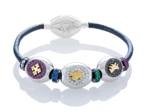 The Sydney Pavé Classic Bracelet on Leather - Large Charms