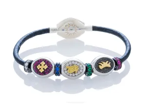 The Sydney Pavé Classic Bracelet on Leather - Small Charms