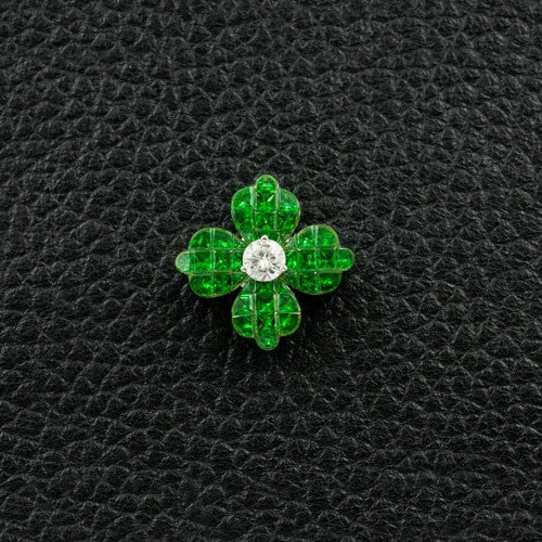 Tsavorite & Diamond Flower Pendant