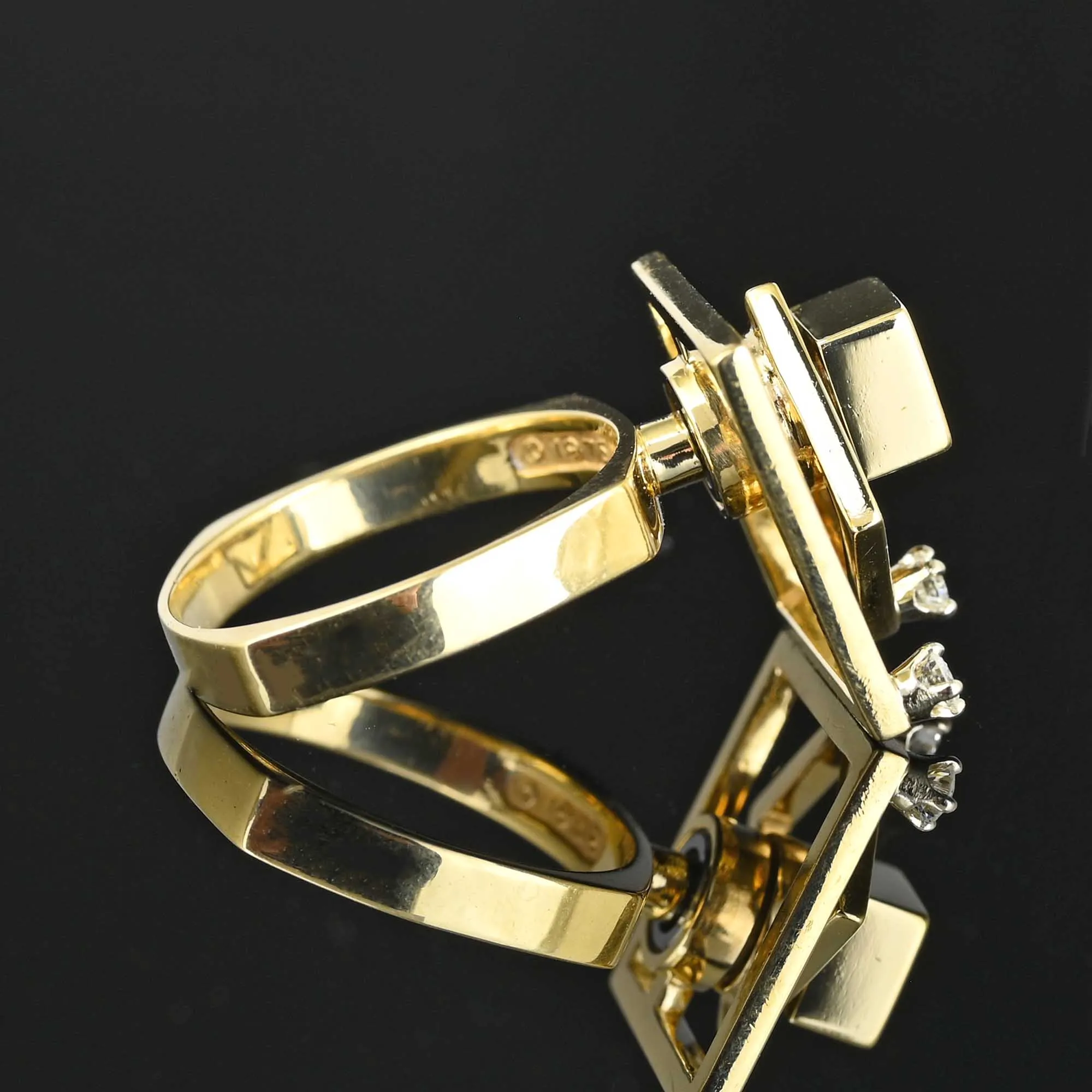 Tuefel Diamond Kinetic Motion Spinner Ring in 14K Gold