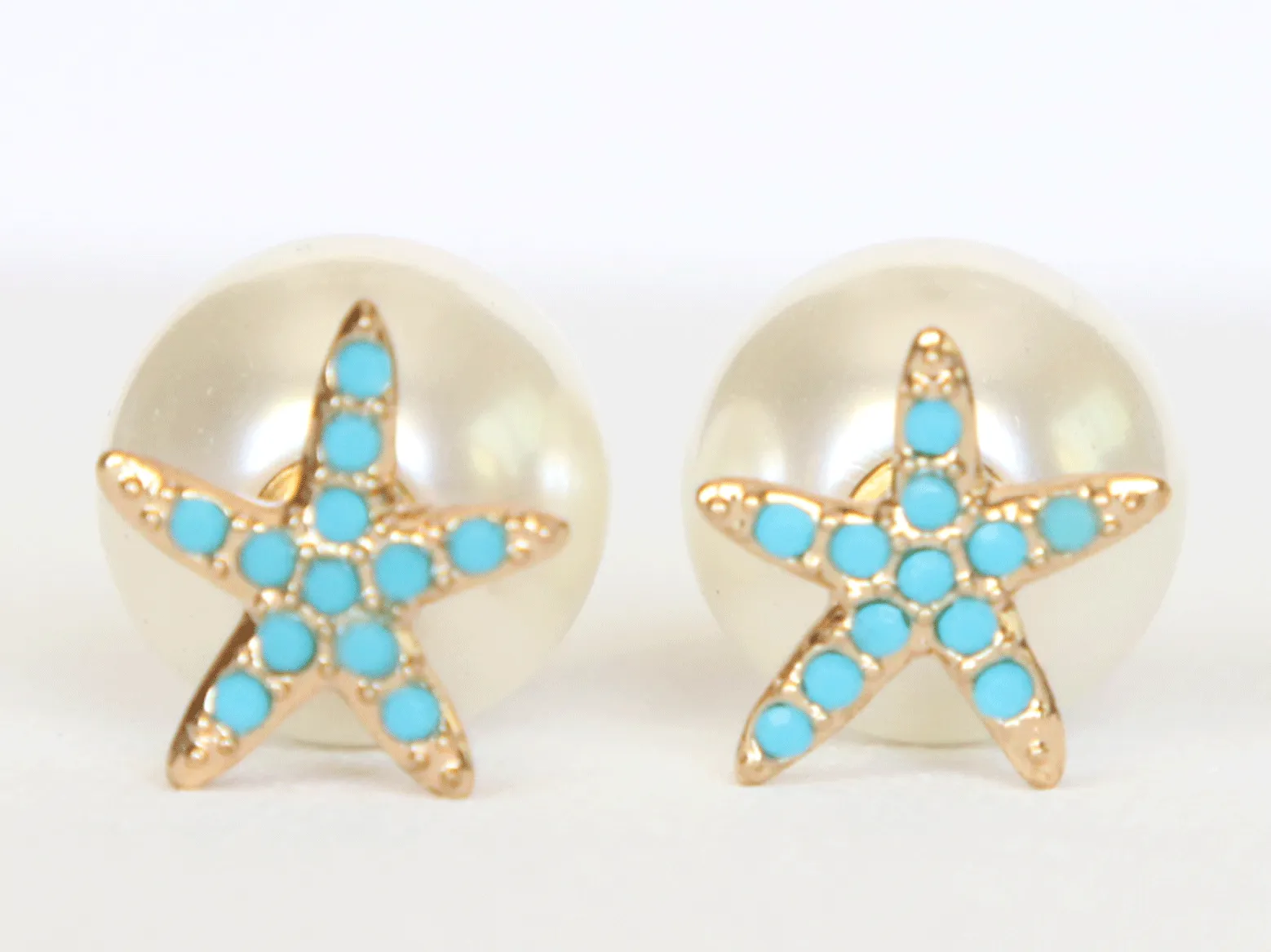 Turquoise and Pearl Starfish Studs