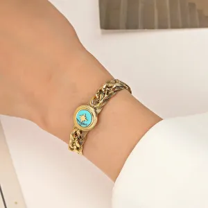 Turquoise Braided Gold Bracelet