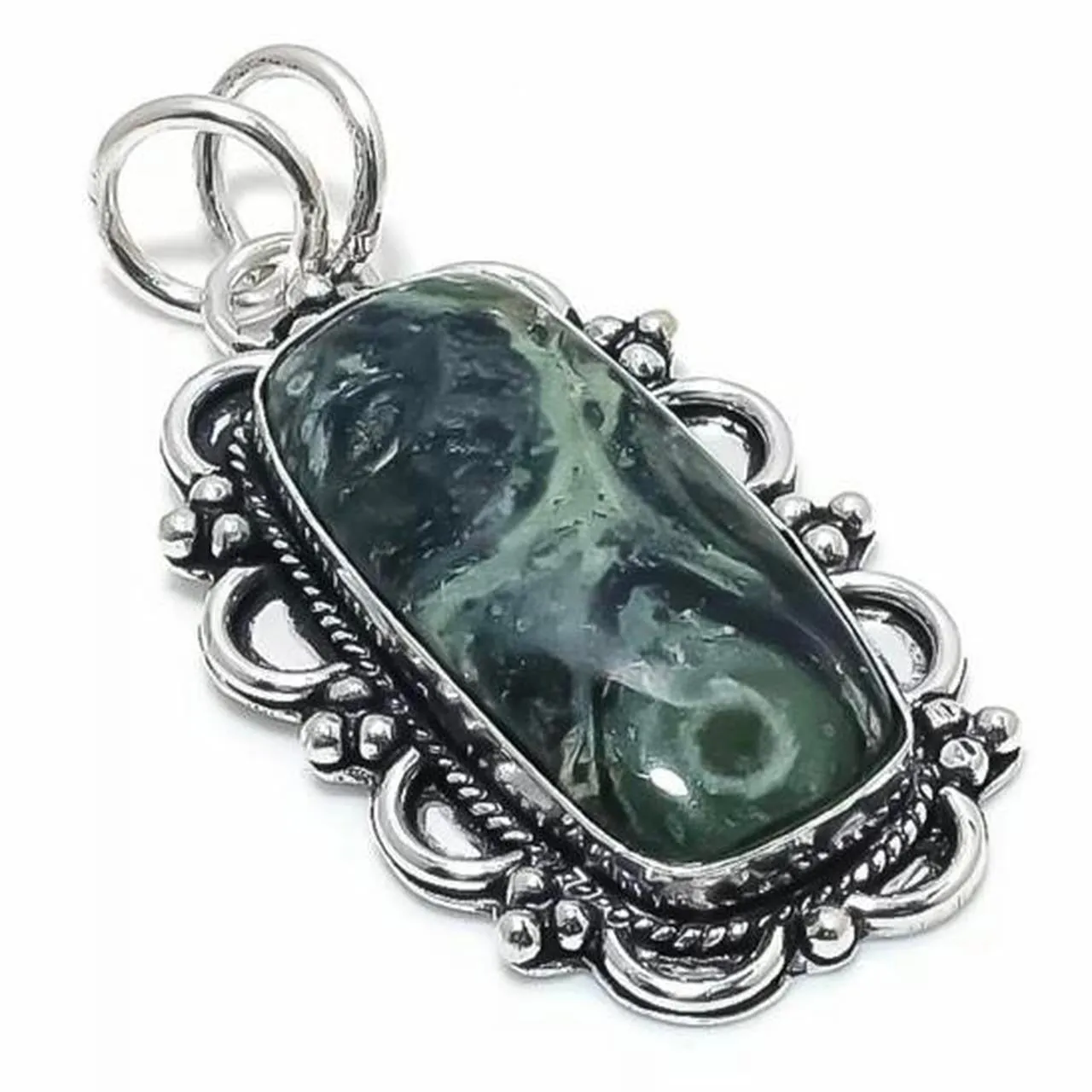 Vintage Design Kambaba  Gemstone 925 Sterling Silver Jewellery Pendant Gift for Her