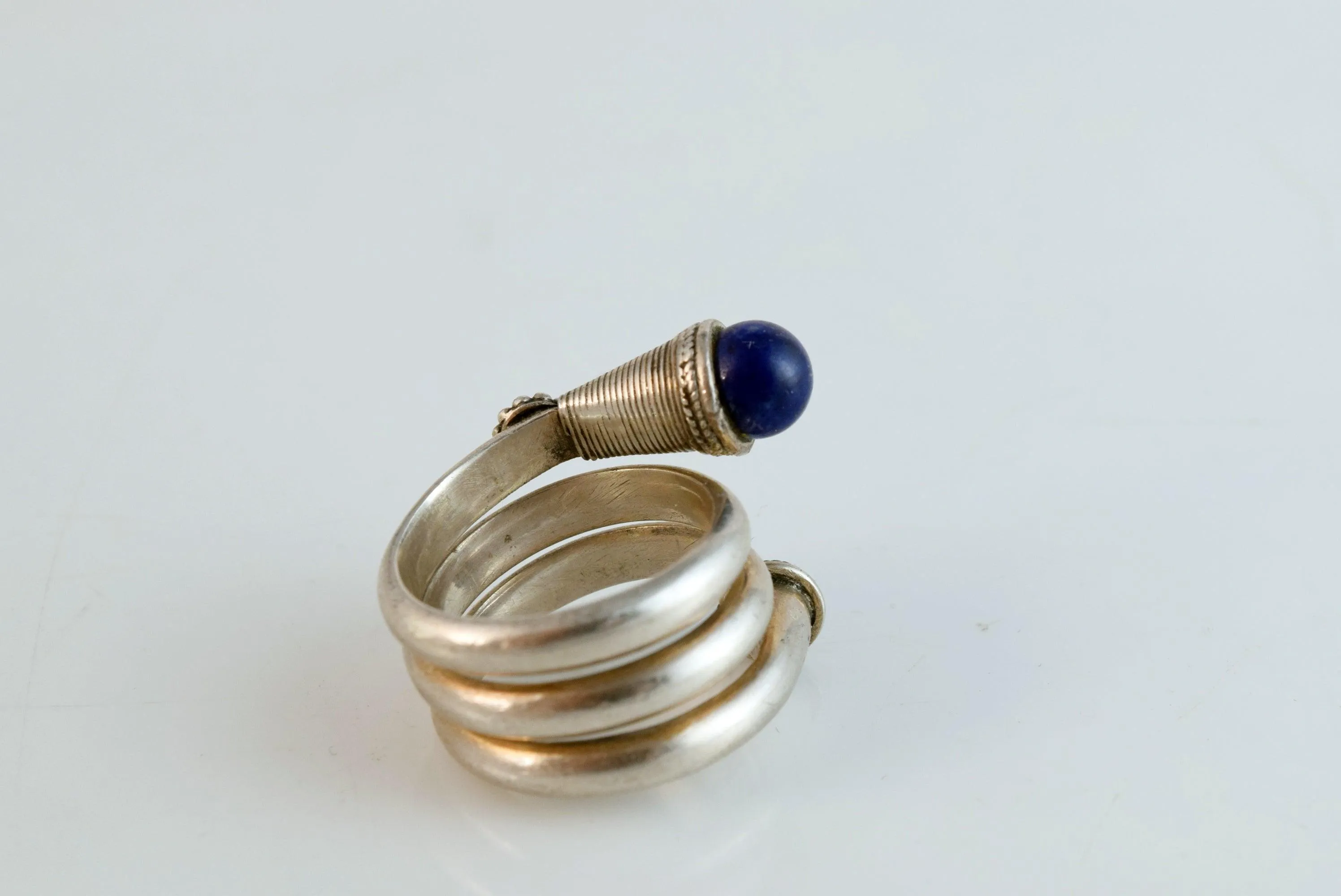 Vintage Designer Poppy Dandiya Silver Coil Ring