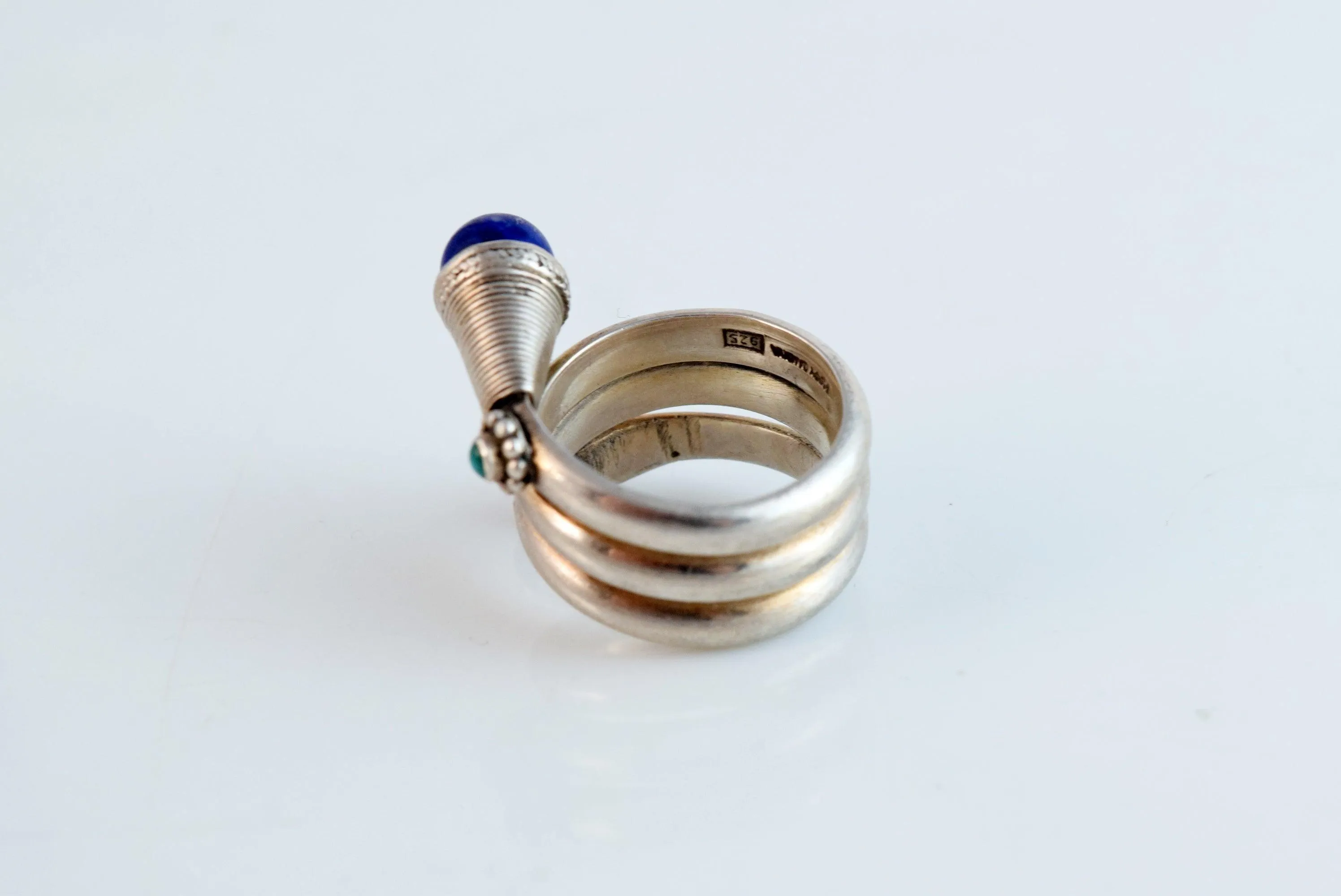 Vintage Designer Poppy Dandiya Silver Coil Ring