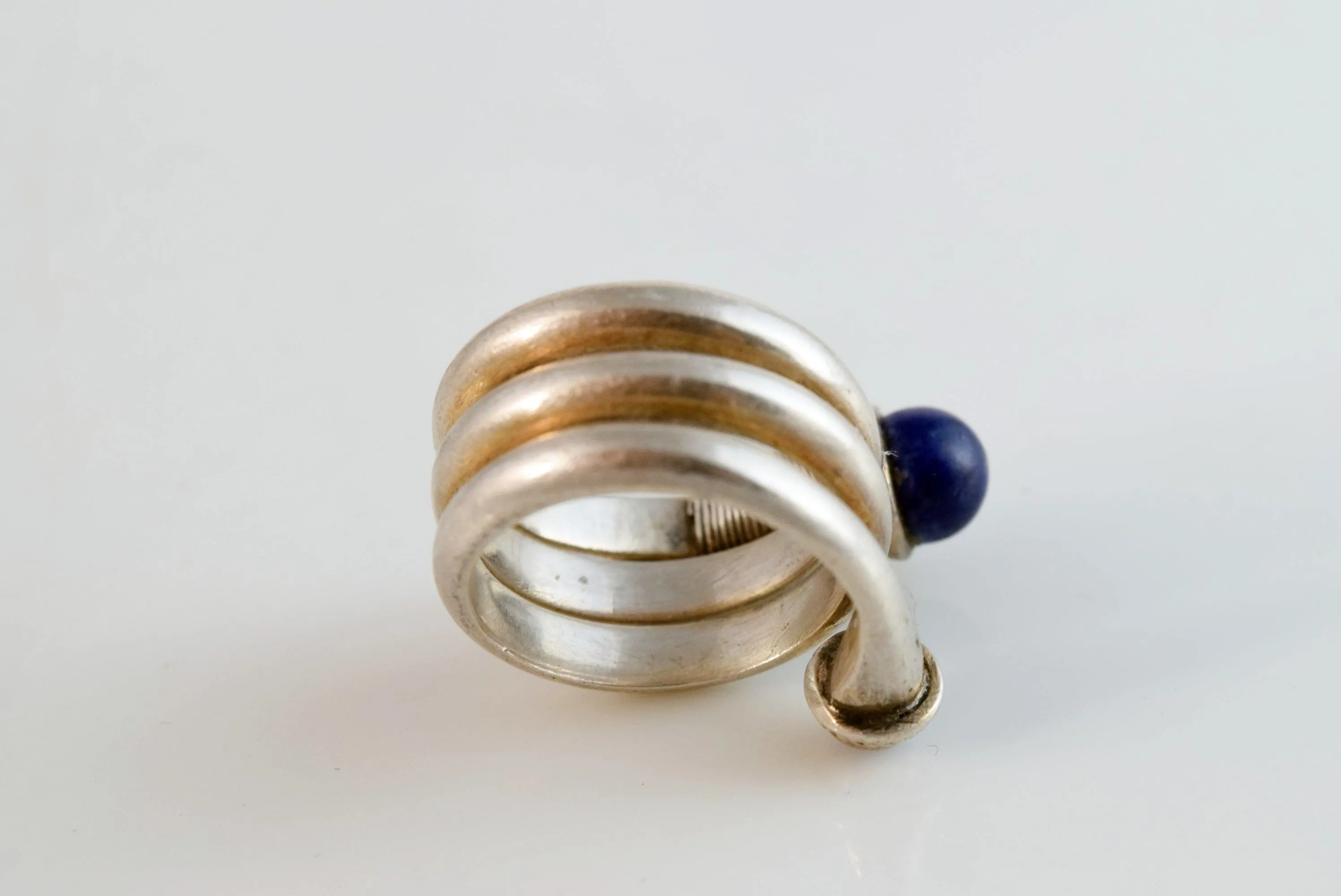 Vintage Designer Poppy Dandiya Silver Coil Ring