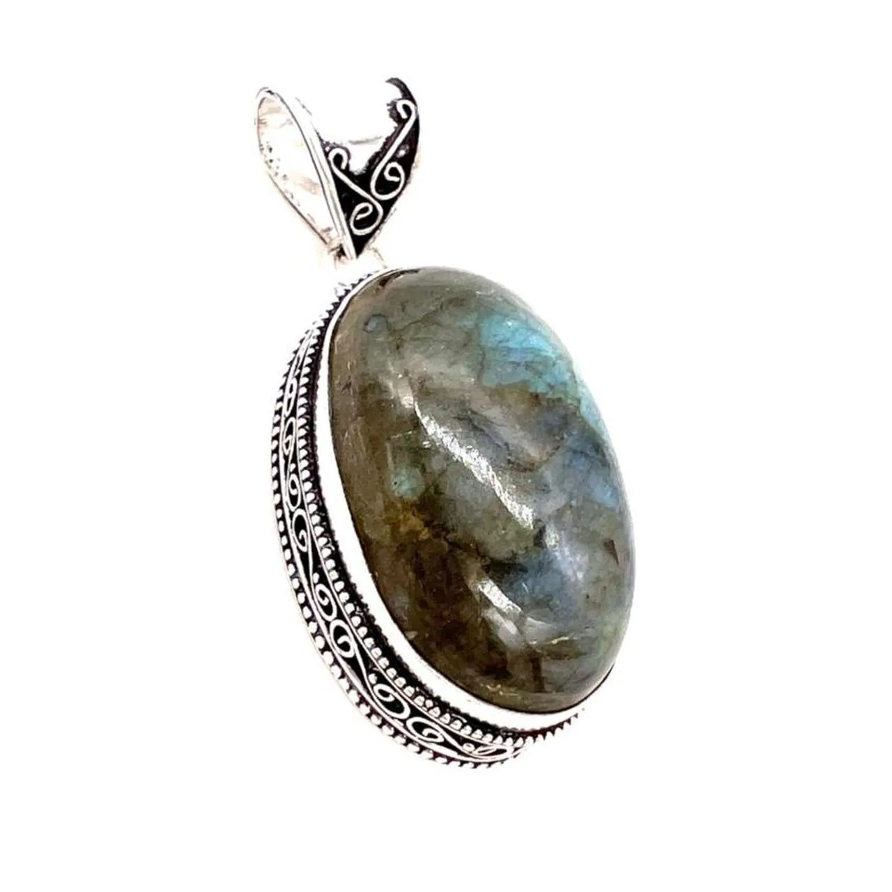 Vintage Labradorite Gemstone 925 Sterling Silver Jewellery Pendant Gift for Her