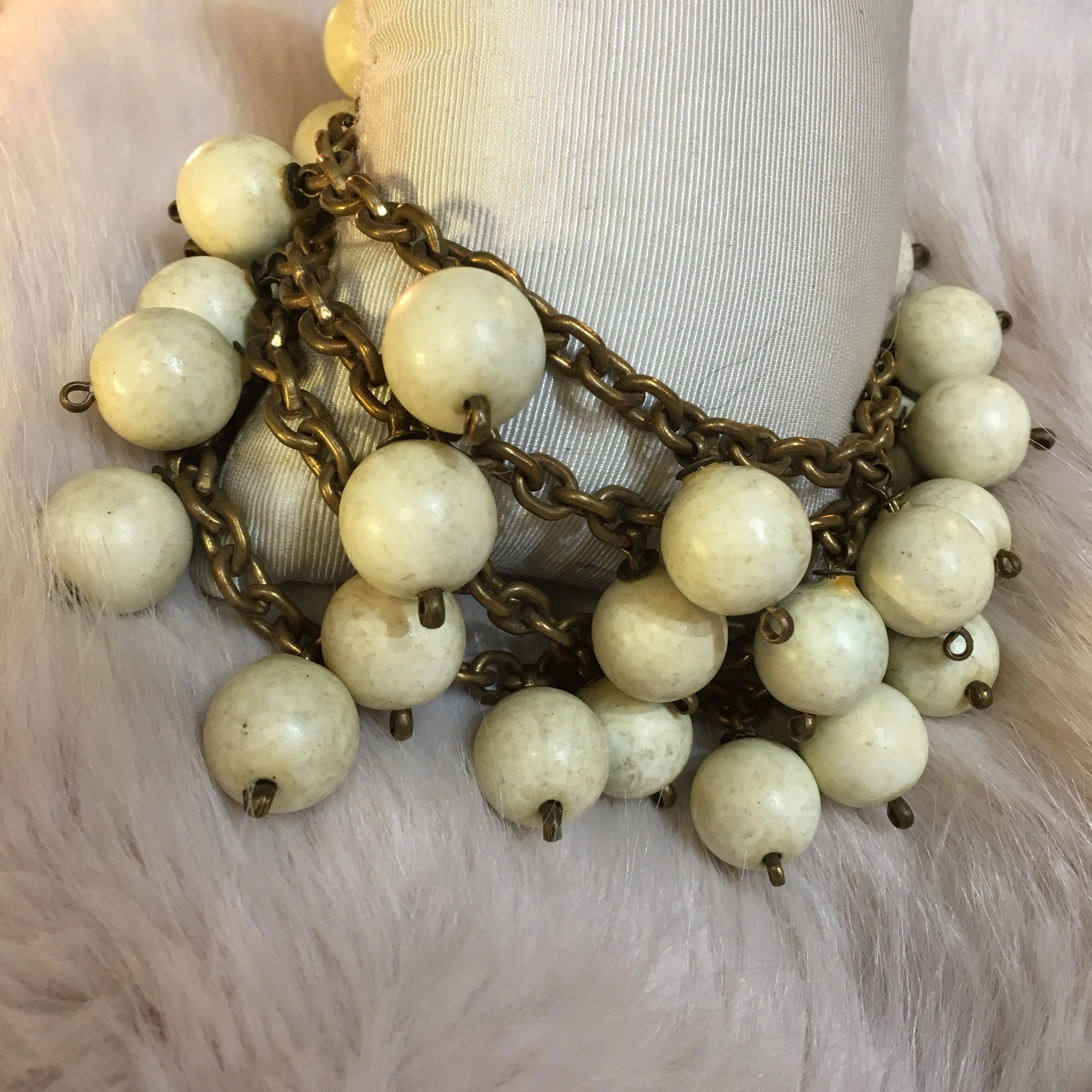 Vintage Les Folies Bergere Showgirls Paris Upper Arm Bracelet White Beaded Chain