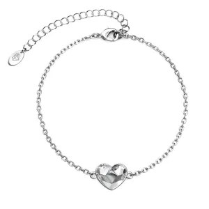 Violet 18k White Gold Plated Crystal Heart Bracelet