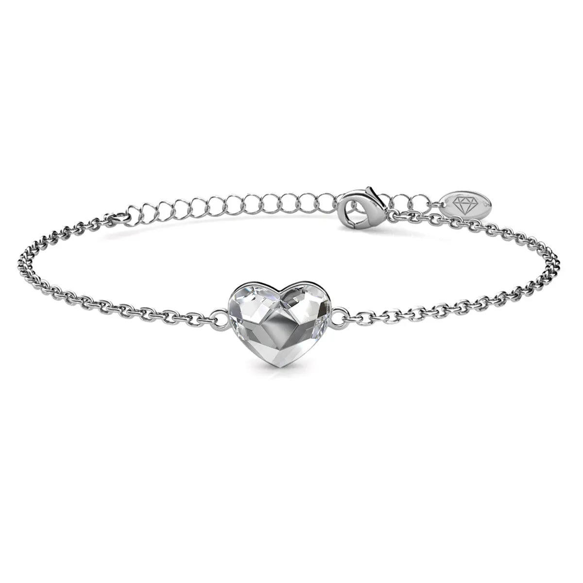 Violet 18k White Gold Plated Crystal Heart Bracelet