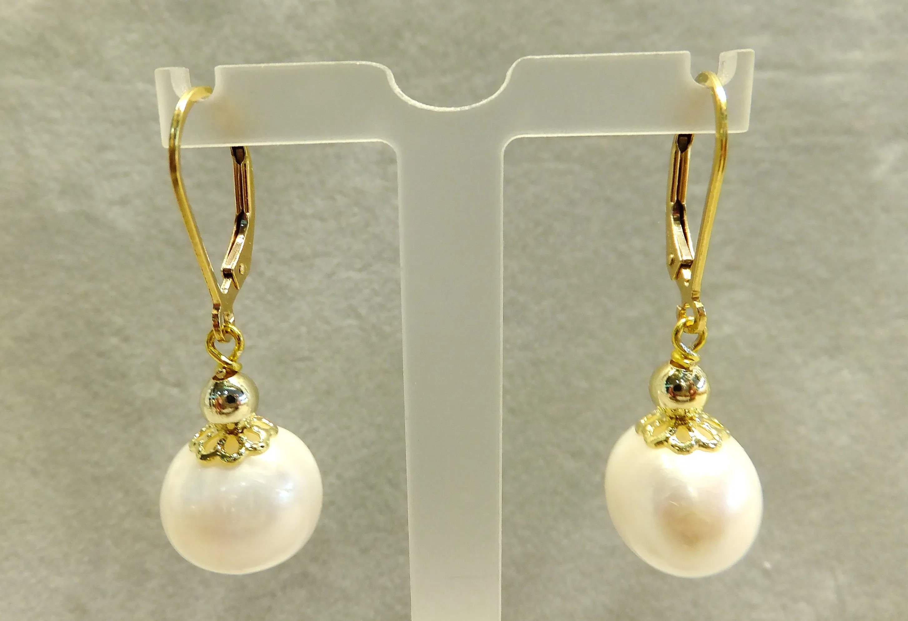 White 10 MM Freshwater Pearl Drop Earrings