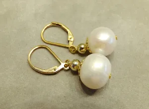 White 10 MM Freshwater Pearl Drop Earrings