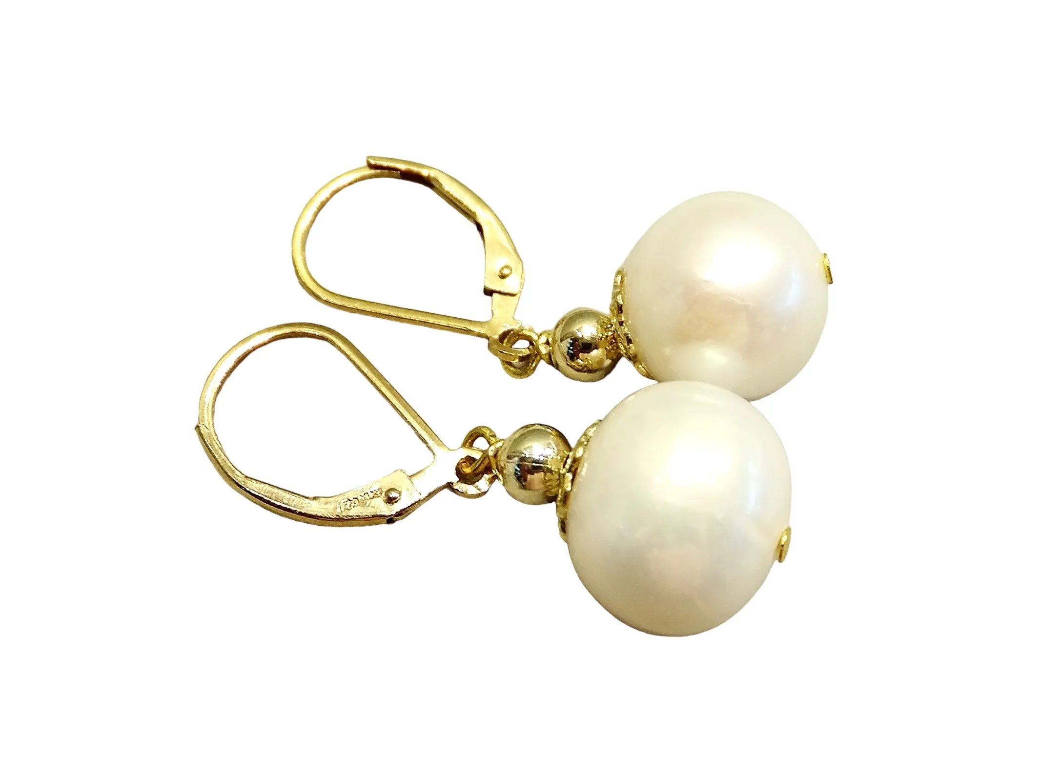 White 10 MM Freshwater Pearl Drop Earrings