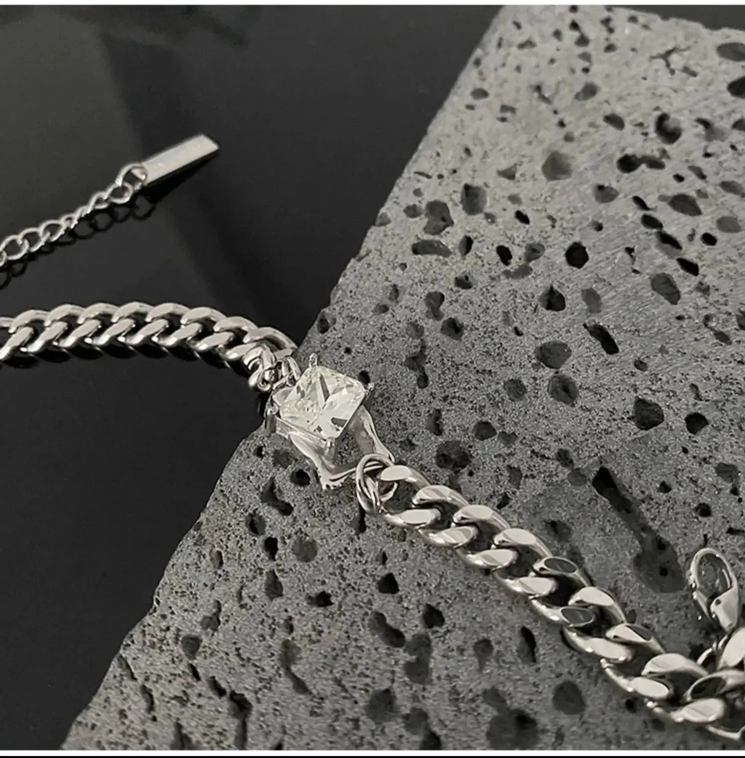 White Gem Cuban Chain Bracelet