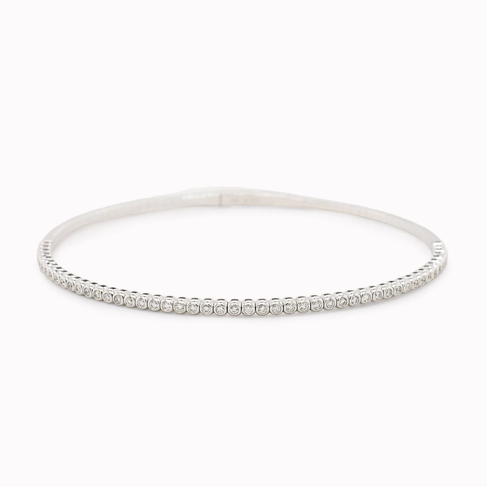 White Gold Bezel Diamond Half Eternity Bangle Bracelet