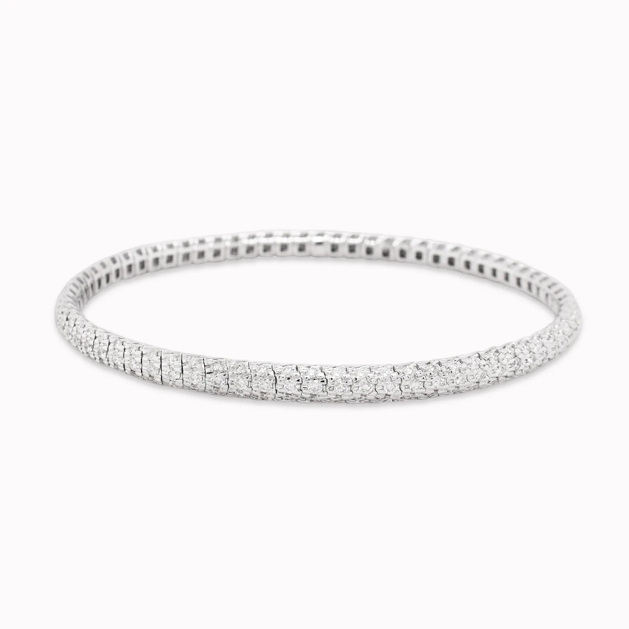 White Gold Pavé Diamond Stretch Bracelet 3.14ct