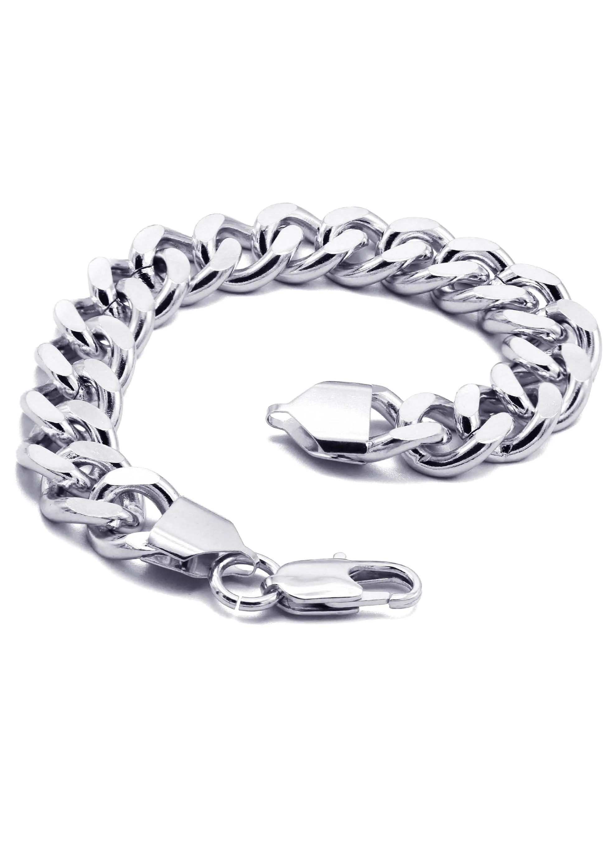 White Gold Plated Cuban Curb Bracelet