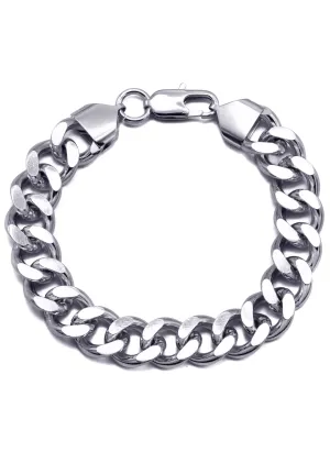 White Gold Plated Cuban Curb Bracelet