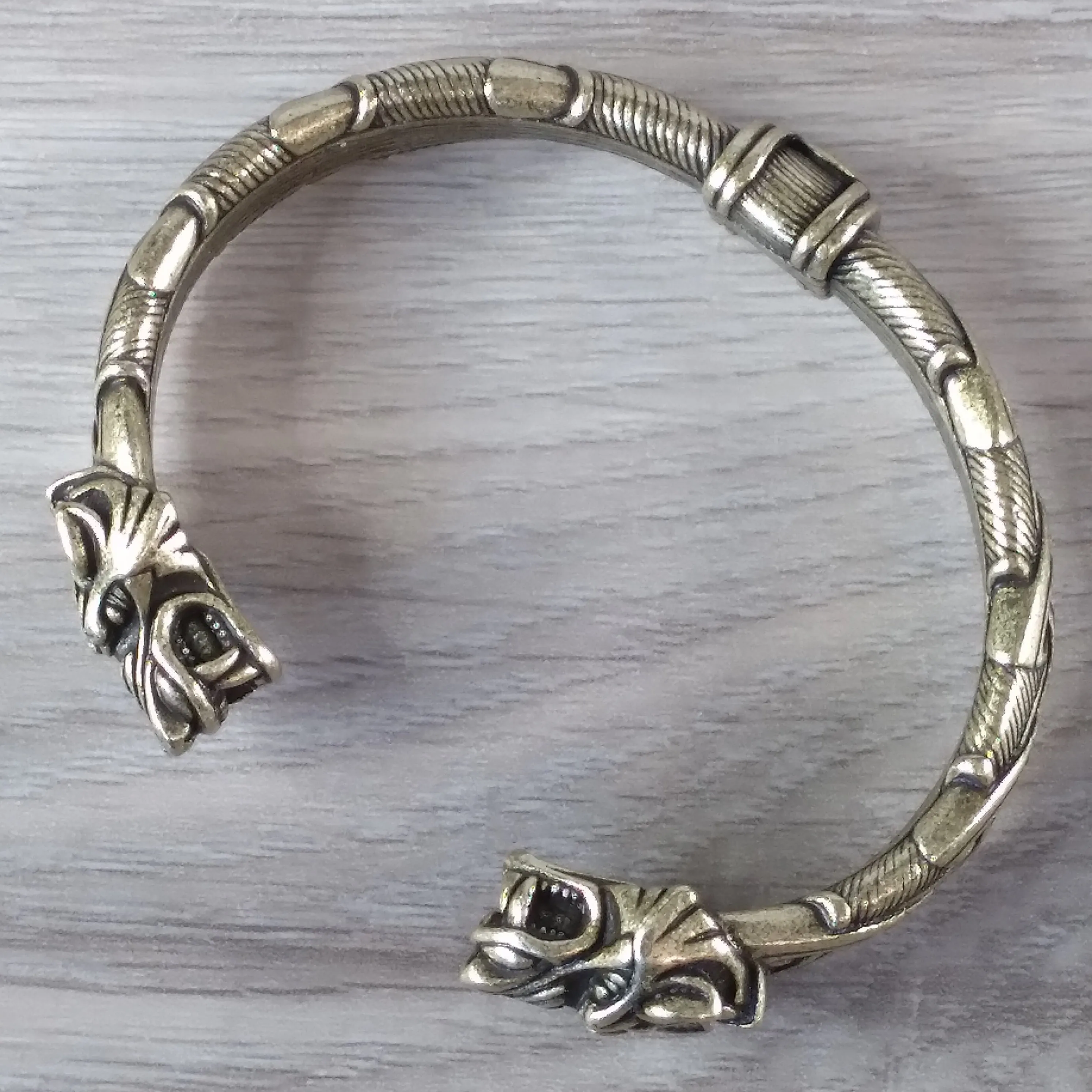 Wolf Bracelet Bronze Knot Work Norse Viking Style Mens