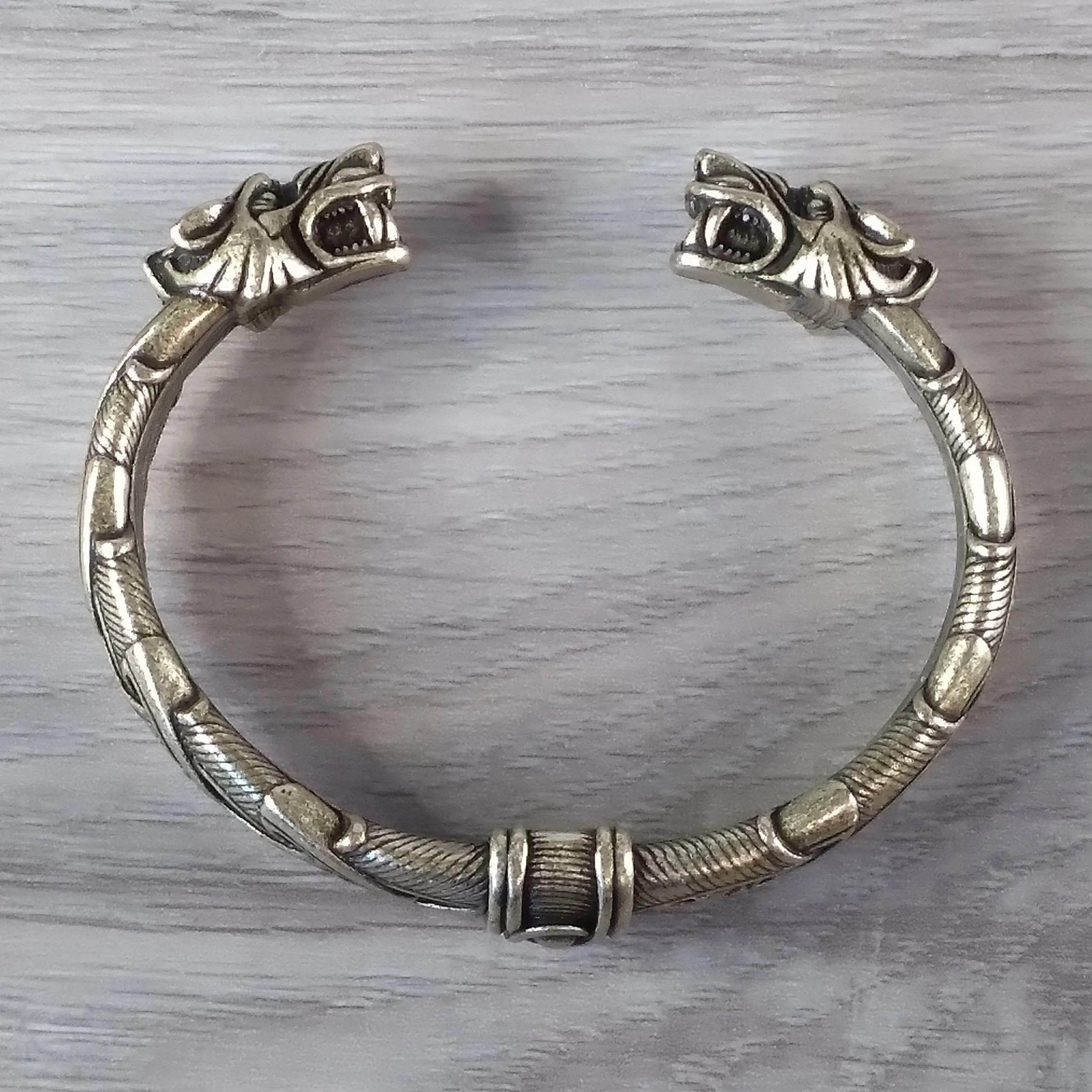 Wolf Bracelet Bronze Knot Work Norse Viking Style Mens