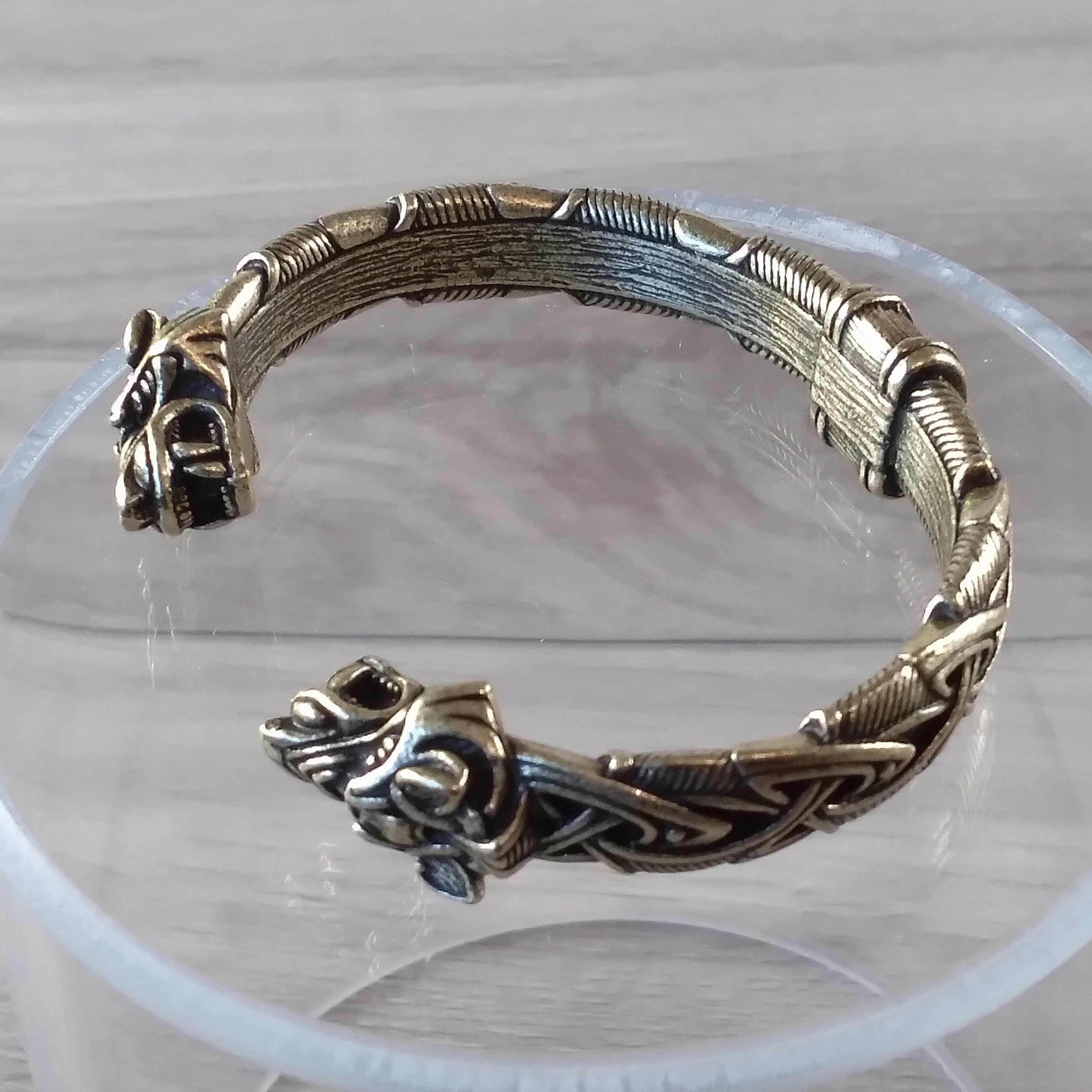 Wolf Bracelet Bronze Knot Work Norse Viking Style Mens