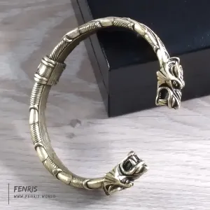 Wolf Bracelet Bronze Knot Work Norse Viking Style Mens