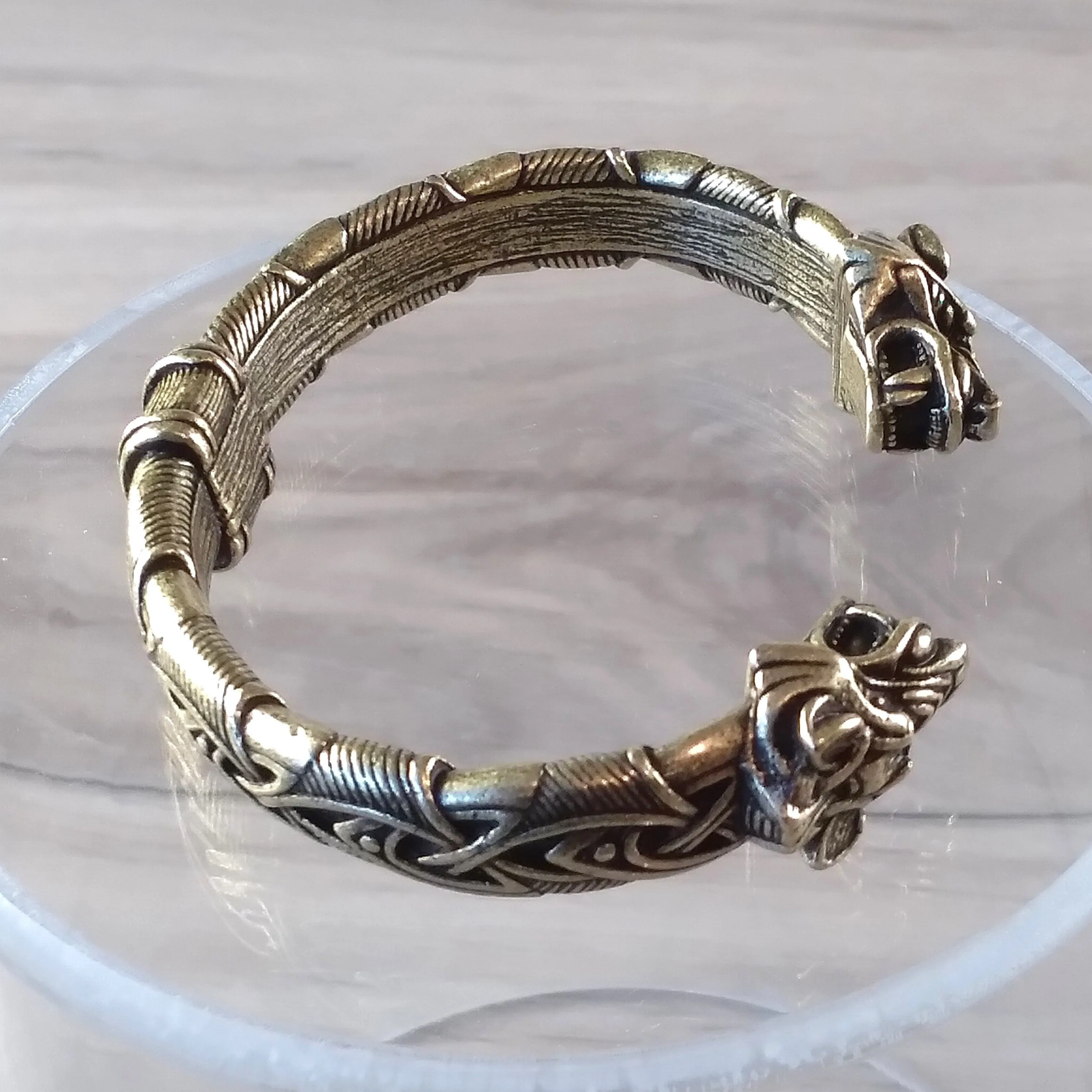 Wolf Bracelet Bronze Knot Work Norse Viking Style Mens