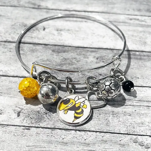 Your Favorite Sports Team Custom Silver Bangle Charm Bracelet