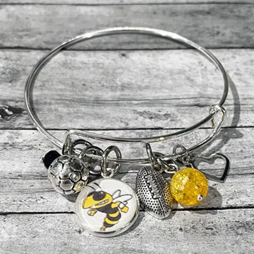 Your Favorite Sports Team Custom Silver Bangle Charm Bracelet