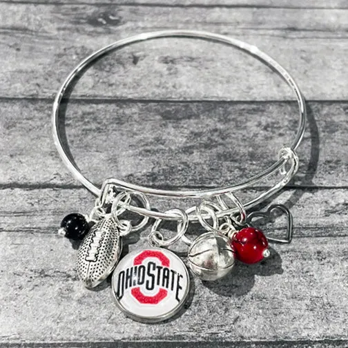 Your Favorite Sports Team Custom Silver Bangle Charm Bracelet