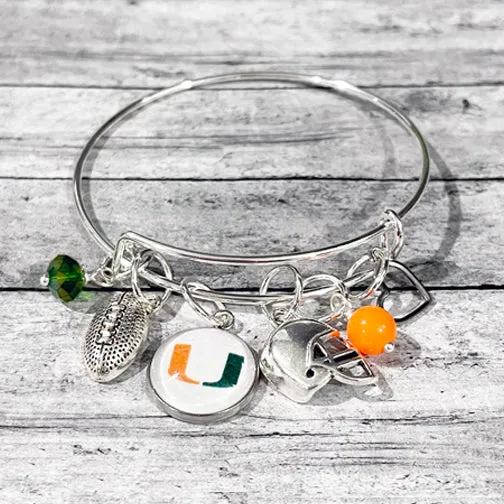 Your Favorite Sports Team Custom Silver Bangle Charm Bracelet