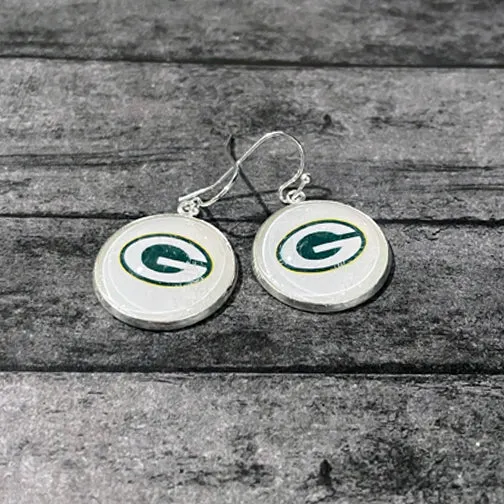 Your Favorite Sports Team or School Custom Dangly Circle Earrings (GOLD OR SILVER)