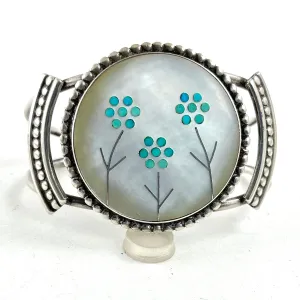 Zuni Flat Inlay Flower Bracelet